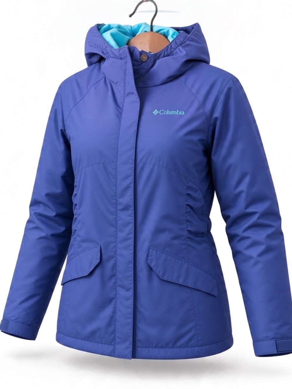 Columbia kids Royal Blue Hooded Ski Jacket with Aqua Lining